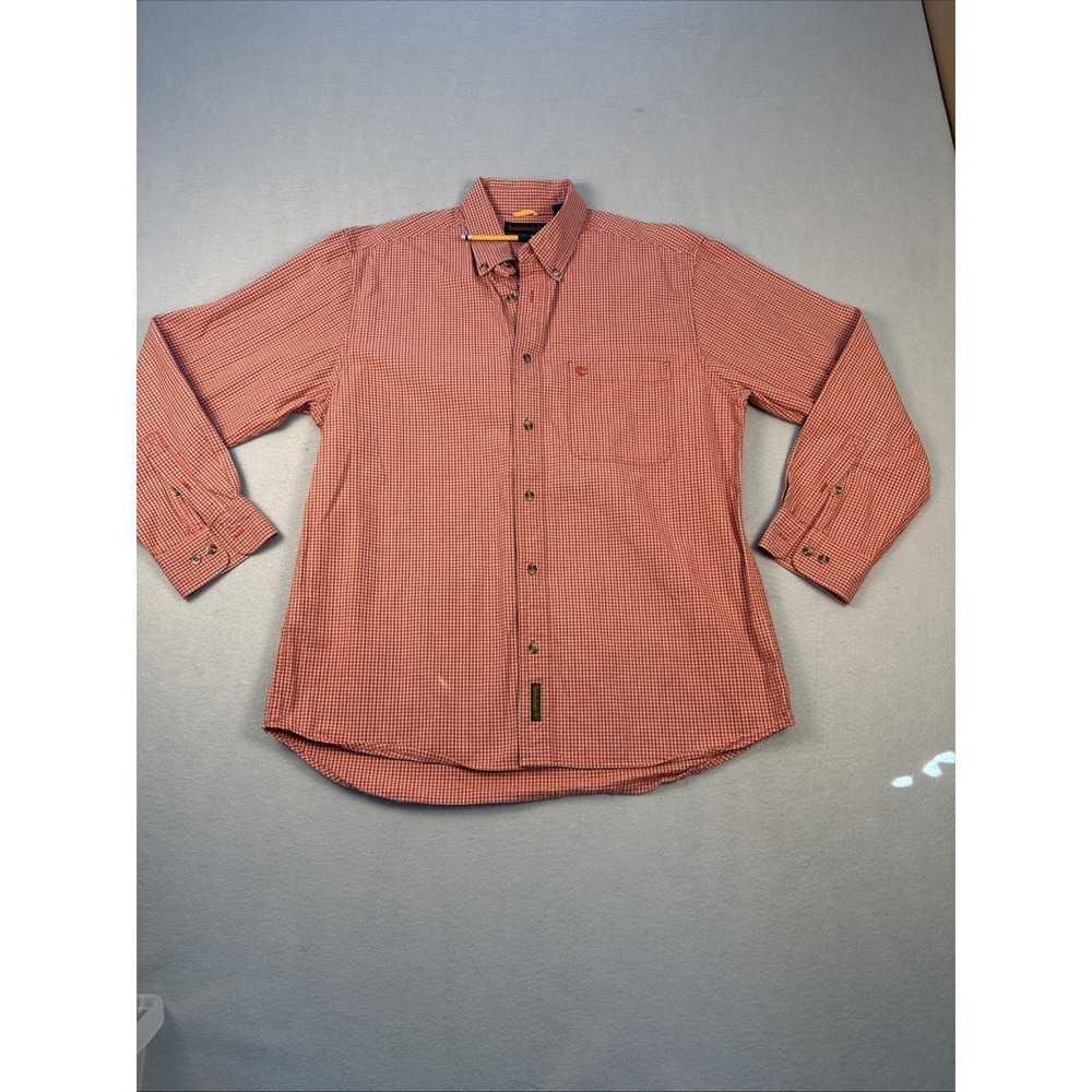 Timberland Button Down Shirt Men Large Red Plaid Cotton Long Sleeve Pocket